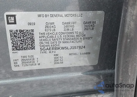 2020 Buick Enclave Fwd Essence из США, поврежденный, VIN 5GAERBKW5LJ157824